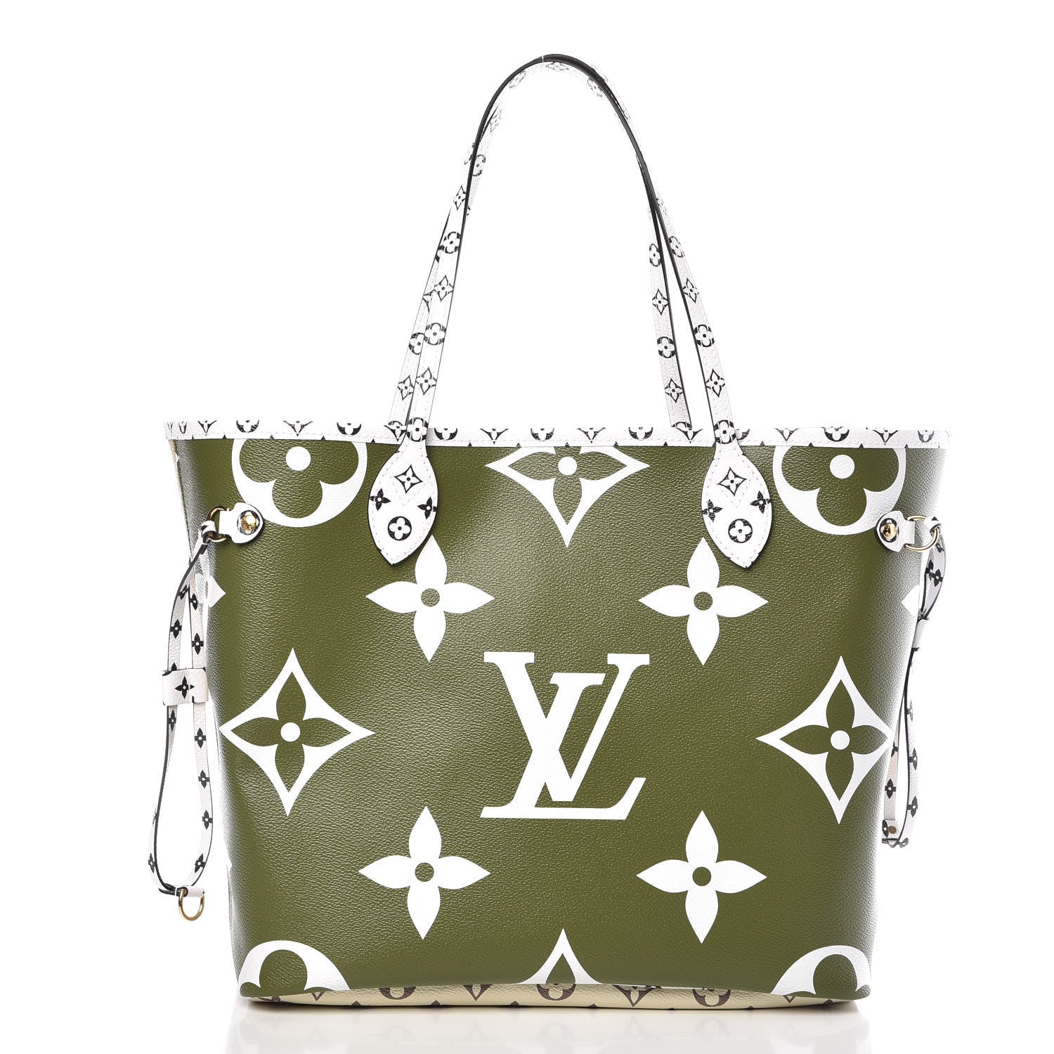 Louis Vuitton, Bags, Louis Vuitton Green Khaki Giant Monogram Canvas  Leather Neverfull Mm Bag