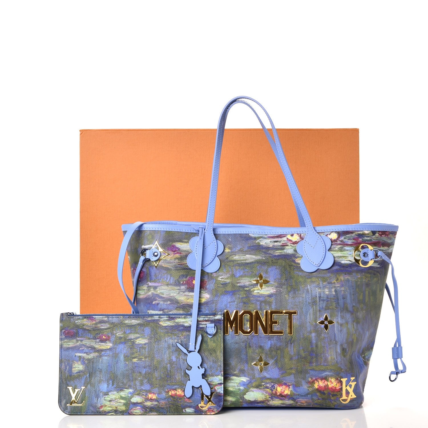 Louis Vuitton Neverfull NM Tote Limited Edition Jeff Koons Monet Print  Canvas MM Blue 2401851