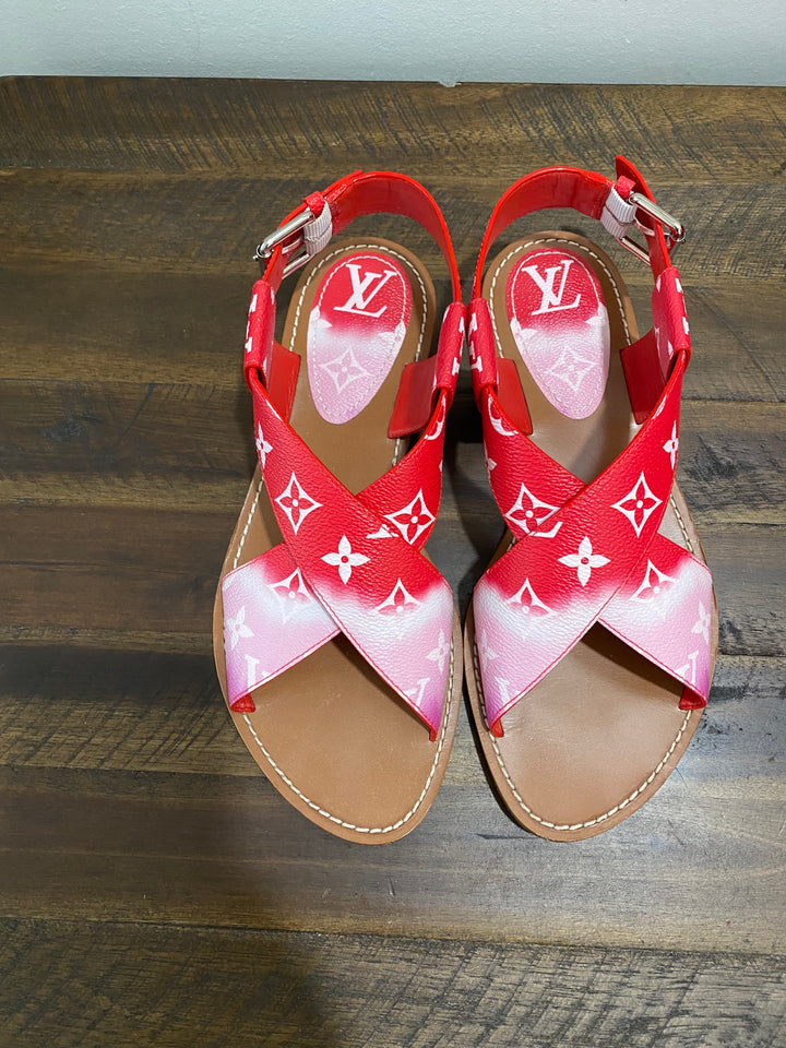 LOUIS VUITTON MONOGRAM ESCALE PALMA FLAT SANDALS