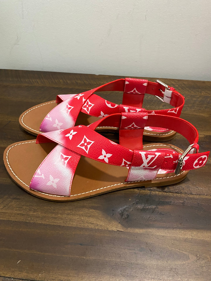 LOUIS VUITTON MONOGRAM ESCALE PALMA FLAT SANDALS