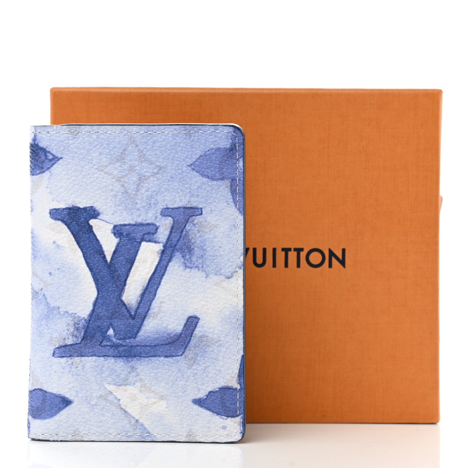 Louis Vuitton Watercolor Blue White Monogram Logo Pocket Organizer Card  Wallet