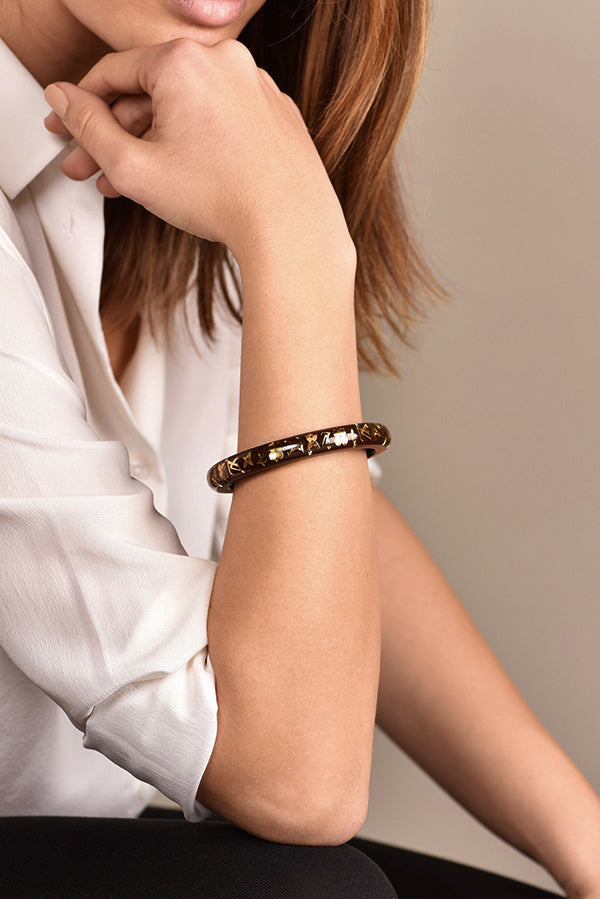 Louis Vuitton Crystal & Resin Narrow Inclusion Bangle Bracelet