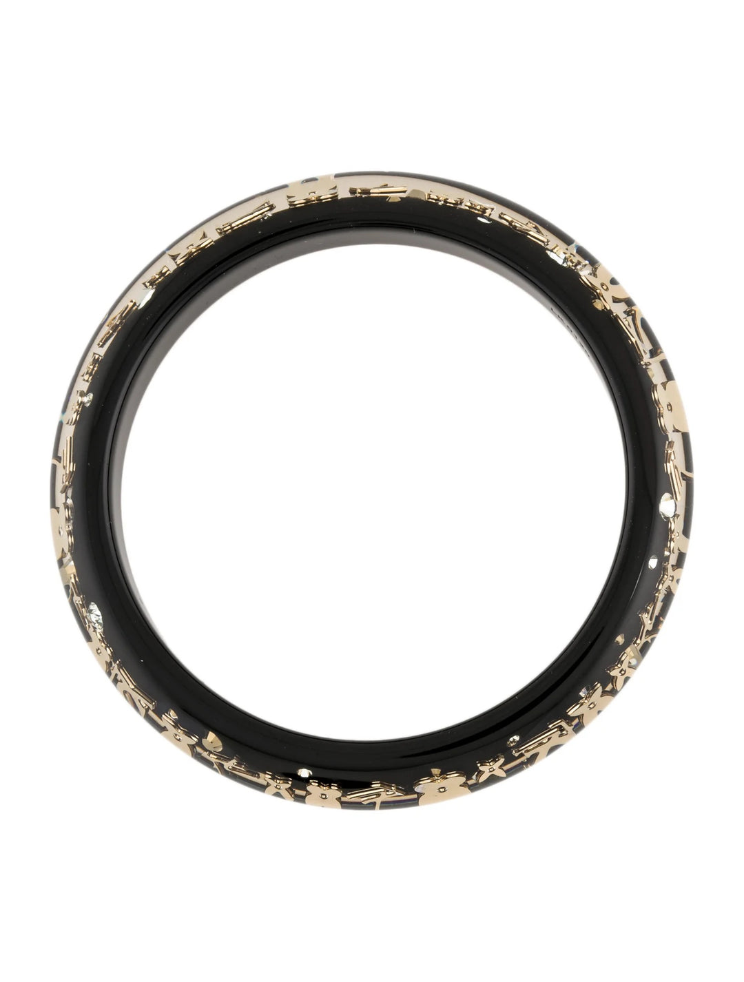 LOUIS VUITTON NARROW INCLUSION RESIN BANGLE BRACELET- BLACK