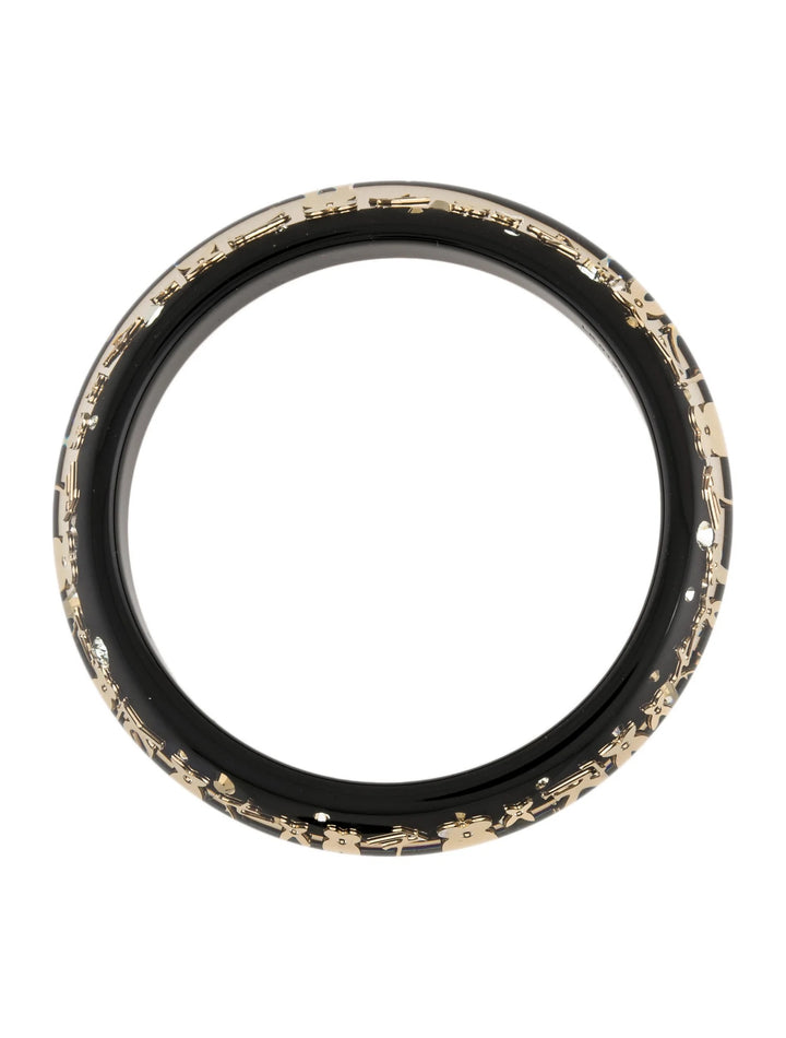 LOUIS VUITTON NARROW INCLUSION RESIN BANGLE BRACELET- BLACK