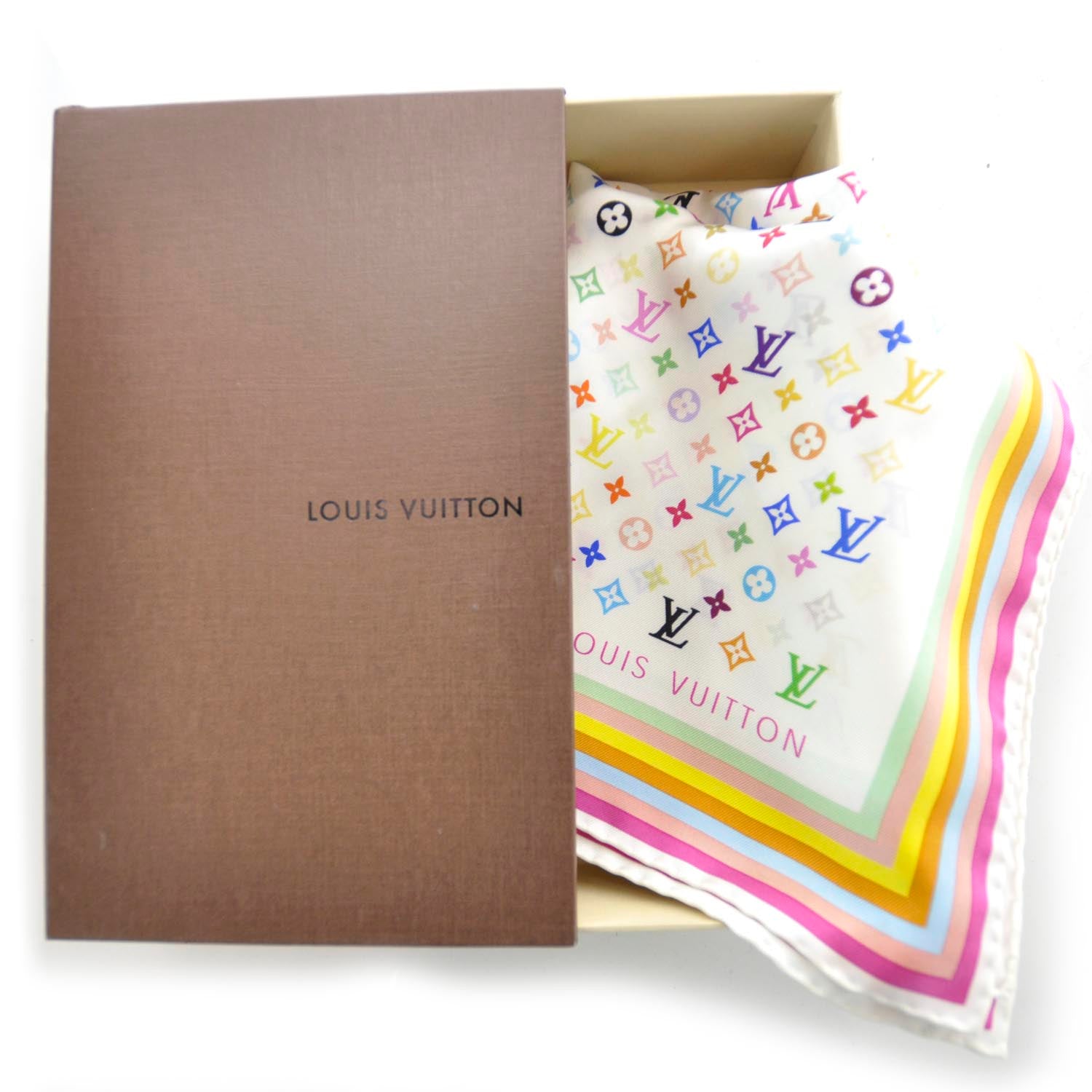 Louis Vuitton Black Silk Scarf Multicolor Monogram - For Sale on 1stDibs