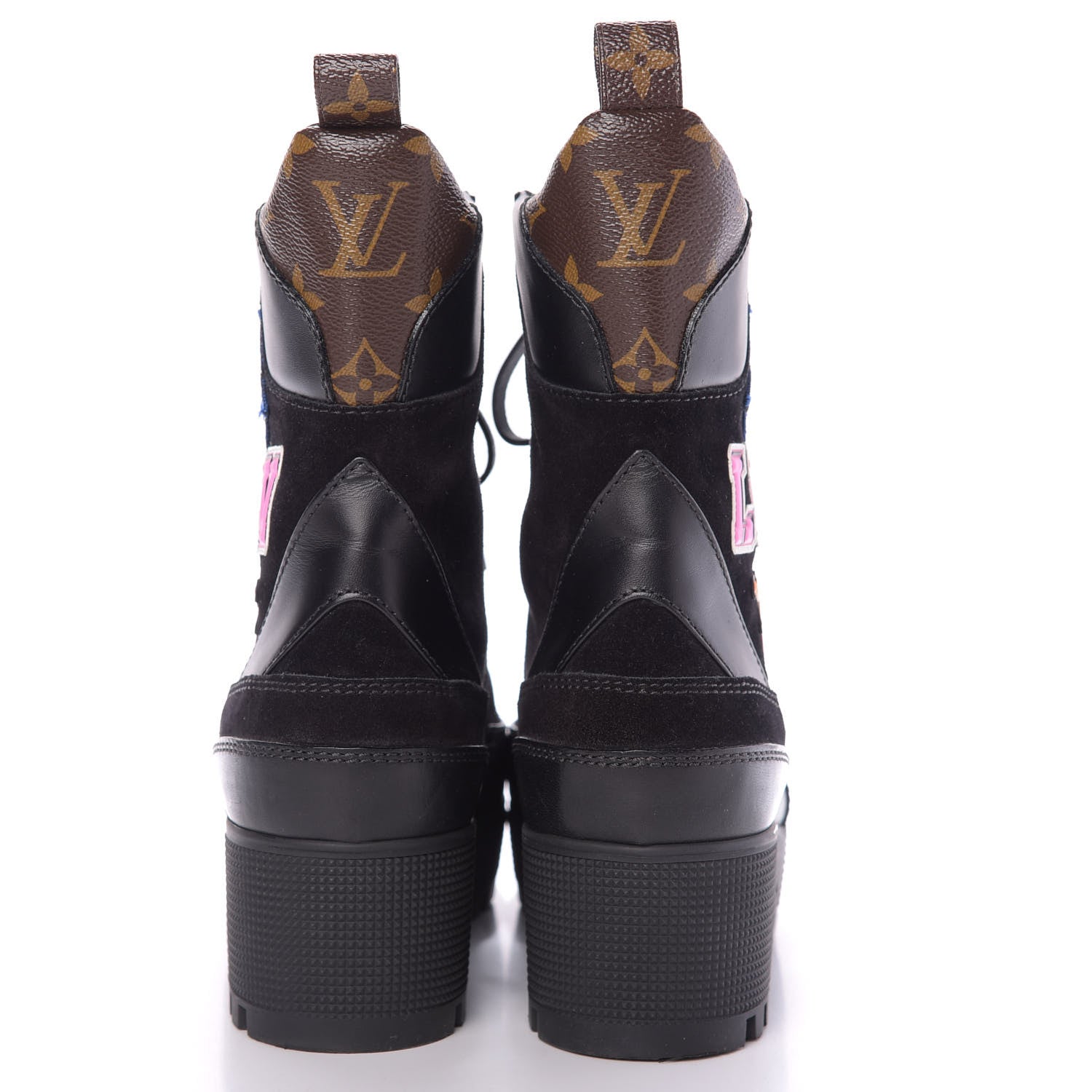 Louis Vuitton Marron Calfskin Catogram Laureate Platform Desert Boots 37