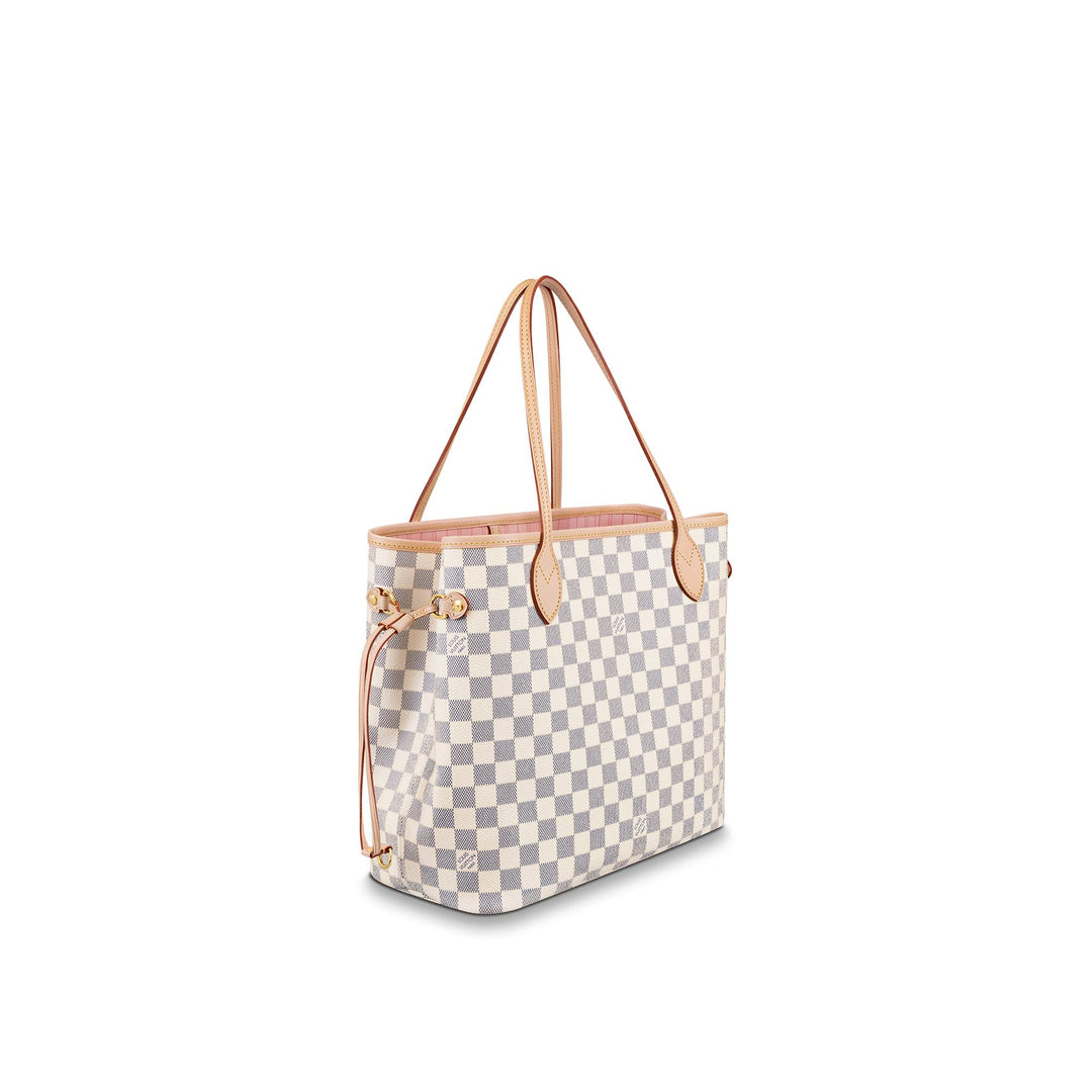 LOUIS VUITTON DAMIER AZUR NEVERFULL MM ROSE BALLERINE WITH POCHETTE