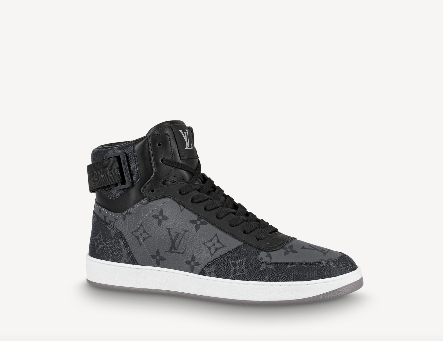 Louis Vuitton Black/Grey Monogram Canvas Rivoli High Top Sneakers