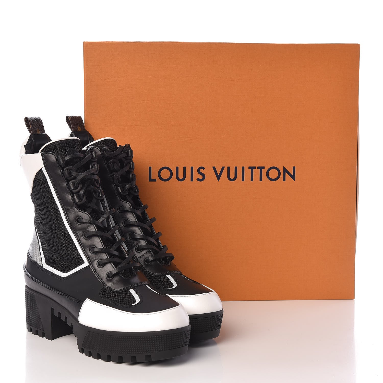 Louis Vuitton Black Calfskin Catogram Laureate Platform Desert