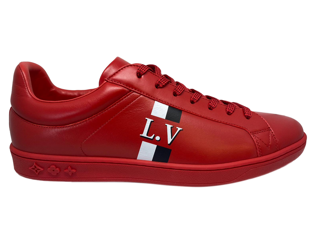 Louis Vuitton Frontrow White Leather Sneakers with 'V' Charm (Real Leather)