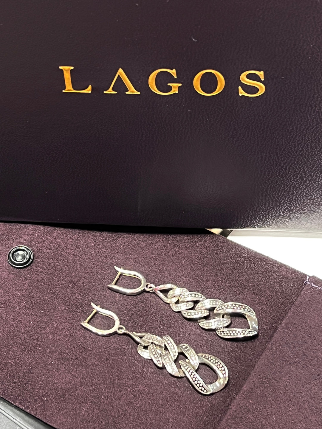 LAGOS CAVIAR DROP DANGLE STERLING SILVER EARRINGS