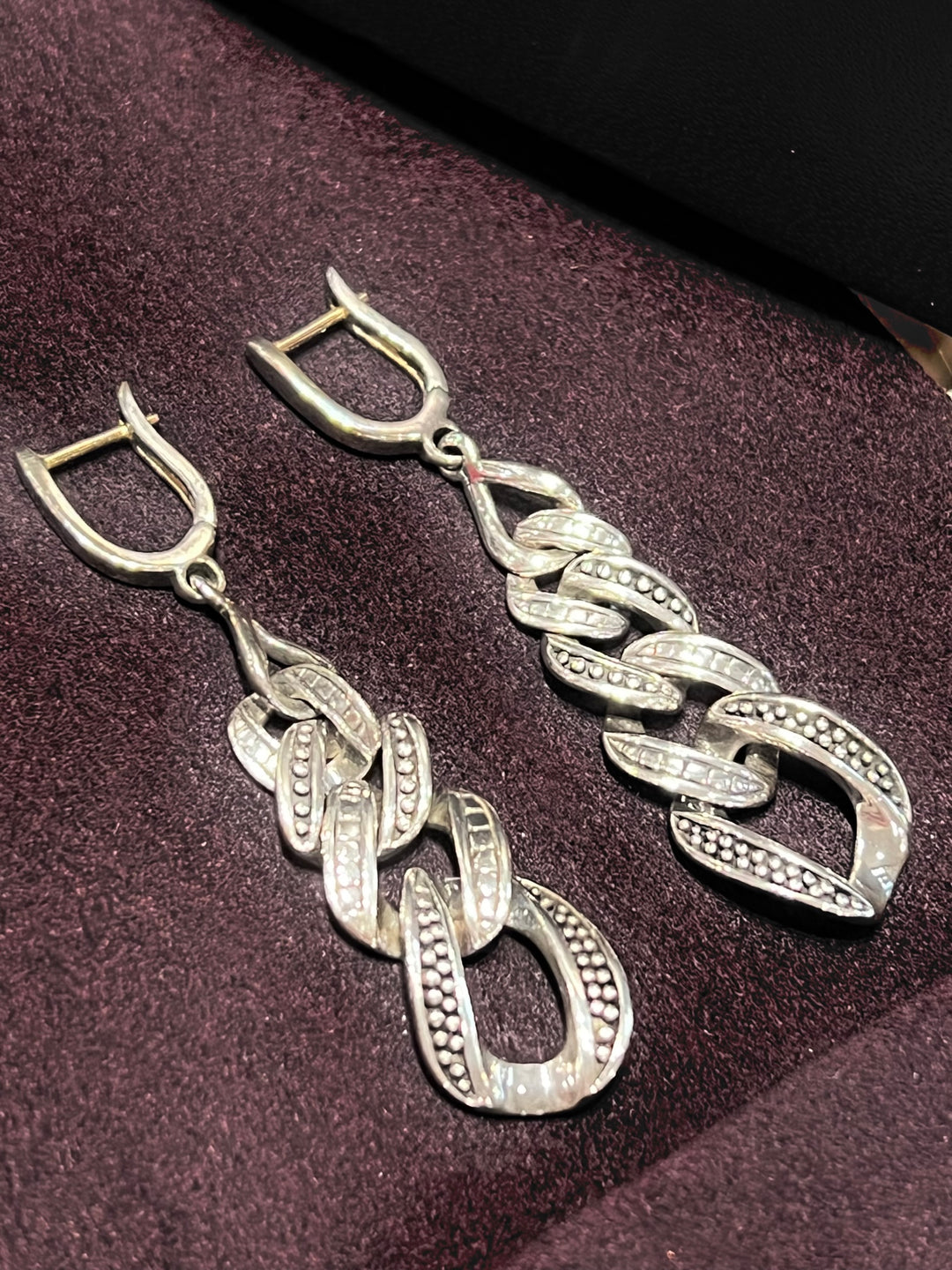 LAGOS CAVIAR DROP DANGLE STERLING SILVER EARRINGS
