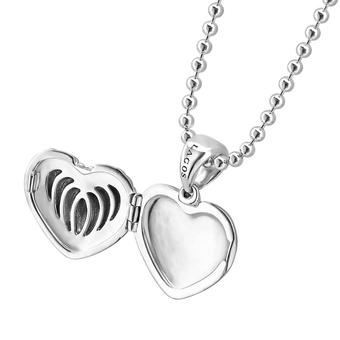 LAGOS Signature Caviar Fluted Heart Pendant Necklace