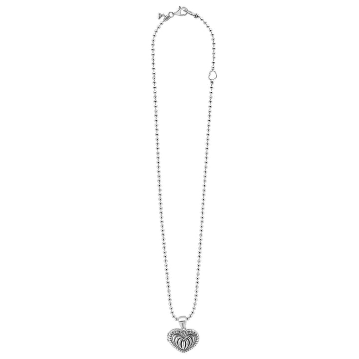 LAGOS Signature Caviar Fluted Heart Pendant Necklace