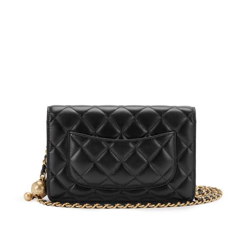 Chanel Velvet Quilted Pearl Crush Wallet On Chain WOC Burgundy