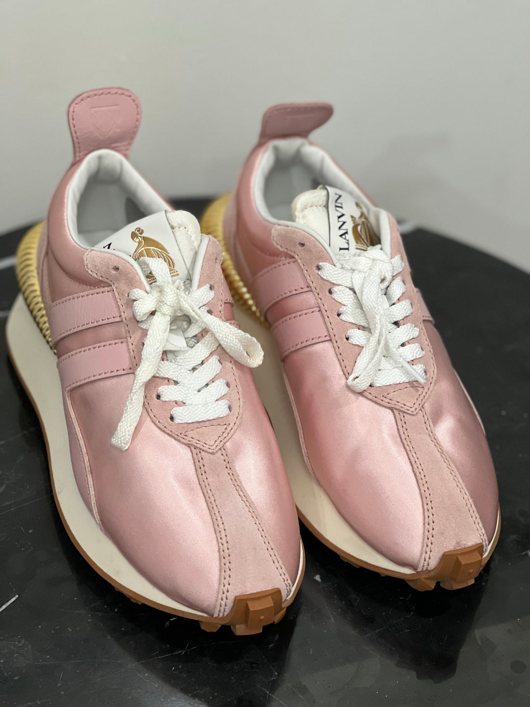 LANVIN  BUMPER LOGO PATCH LACE UP SNEAKERS