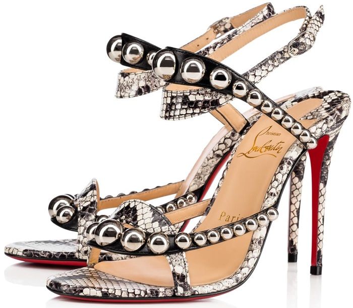 CHRISTIAN LOUBOUTIN GALERIA LEATHER &amp; SNAKESKIN SANDALS