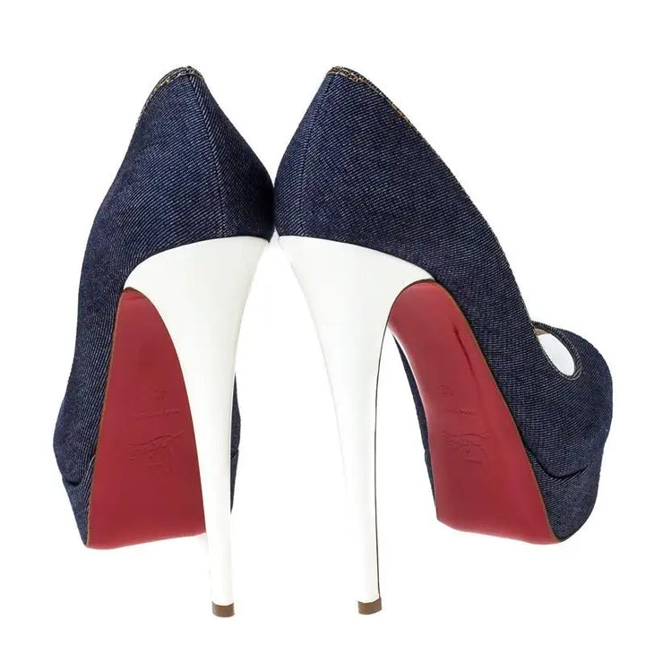 CHRISTIAN LOUBOUTIN SO KATE DENIM PLATFORM HEELS
