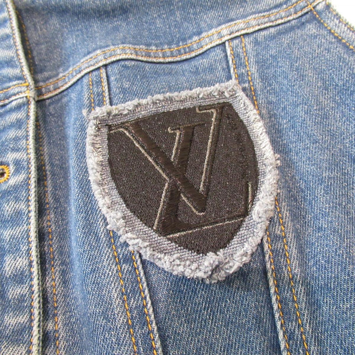 LOUIS VUITTON BLUE DENIM &amp; PATCHES SLEEVELESS DRESS