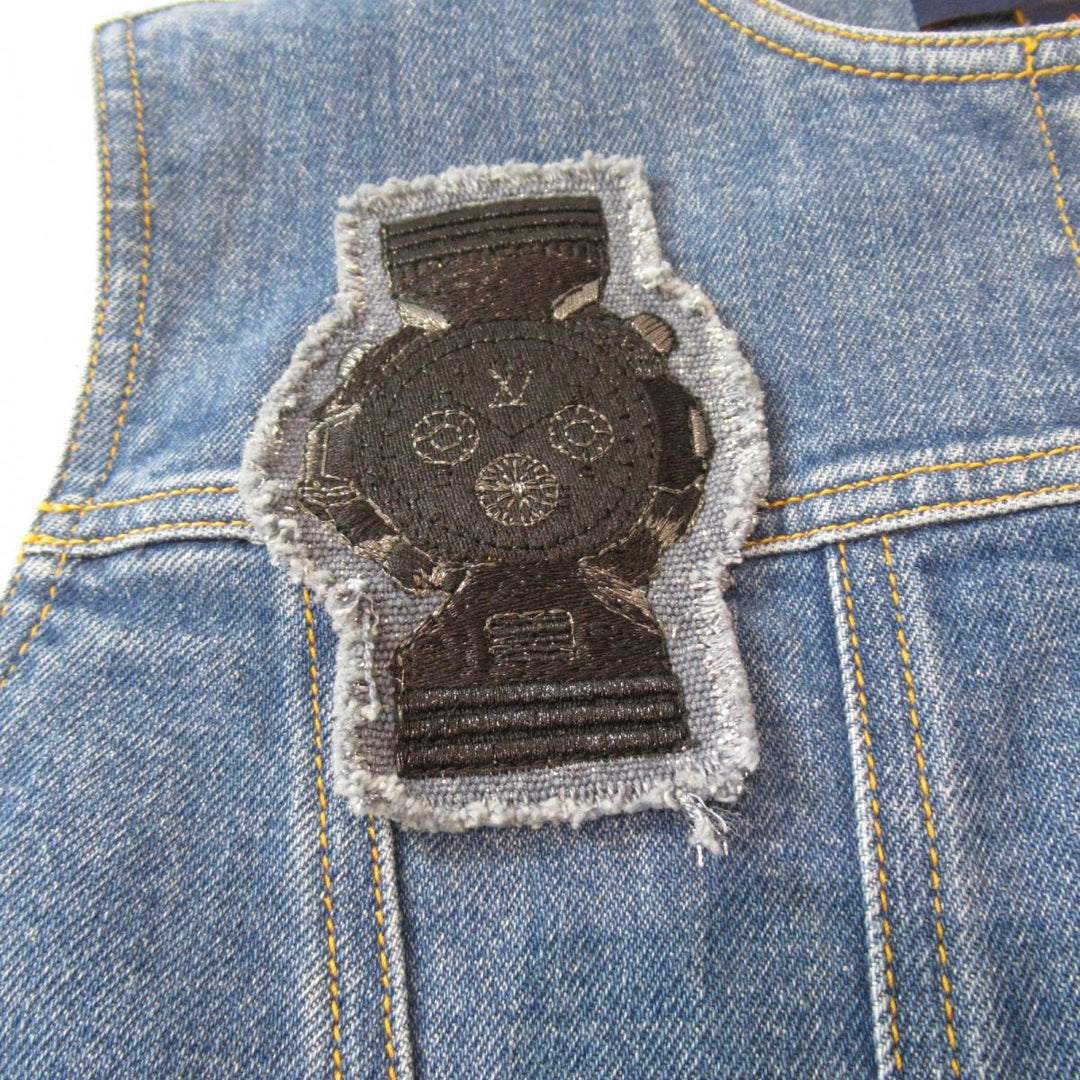LOUIS VUITTON BLUE DENIM &amp; PATCHES SLEEVELESS DRESS