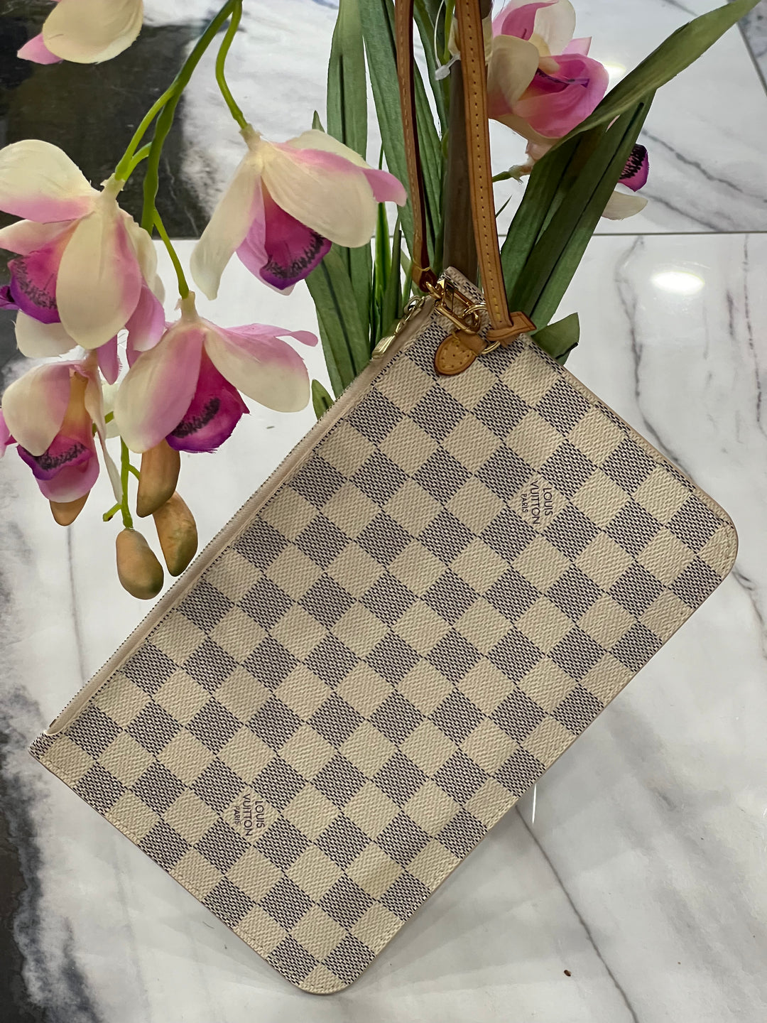 LOUIS VUITTON DAMIER AZUR NEVERFULL MM GM POCHETTE