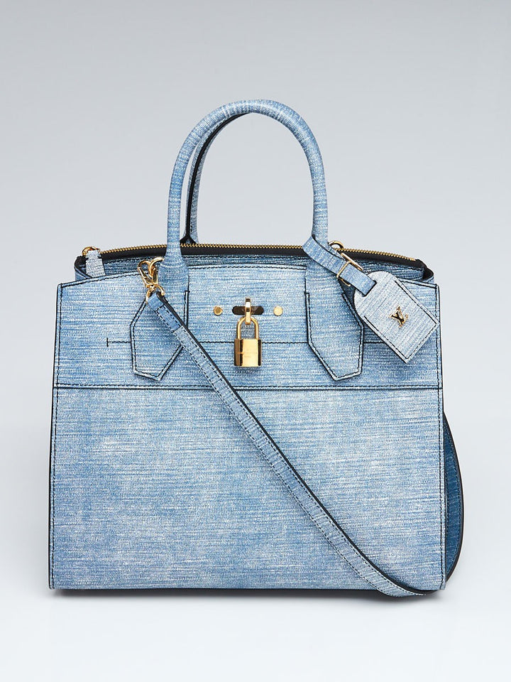 Louis Vuitton Denim EPI Leather City Steamer MM Bag