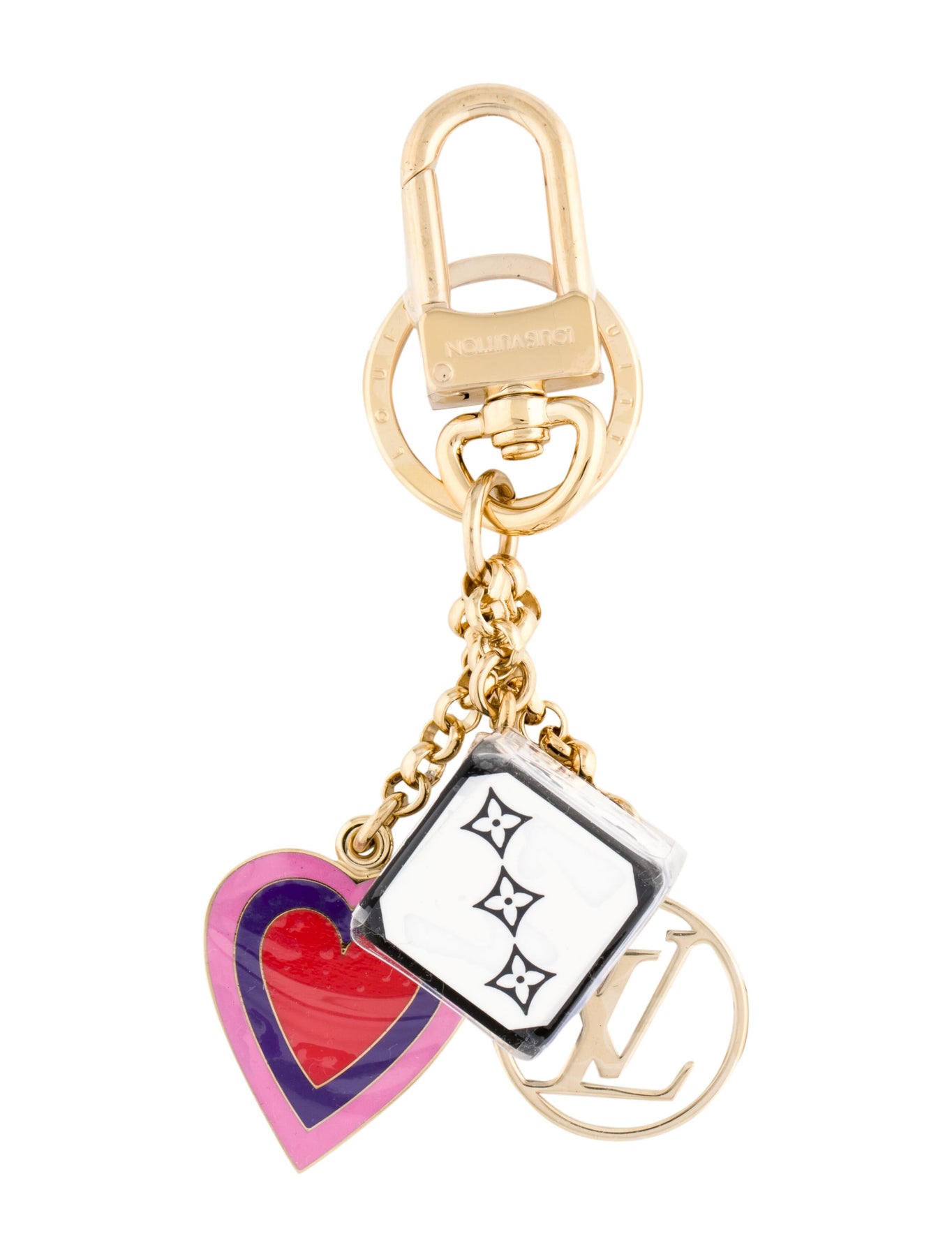 LOUIS VUITTON Bag charm Key chain holder AUTH LV Padlock Heart