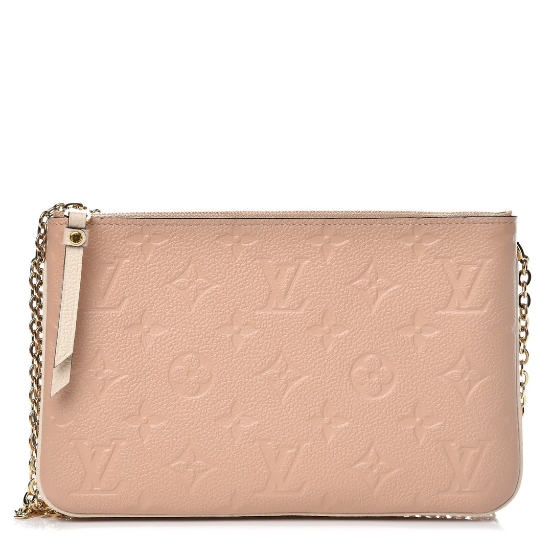 LOUIS VUITTON DOUBLE ZIP MONOGRAM EMPREINTE POCHETTE ON CHAIN