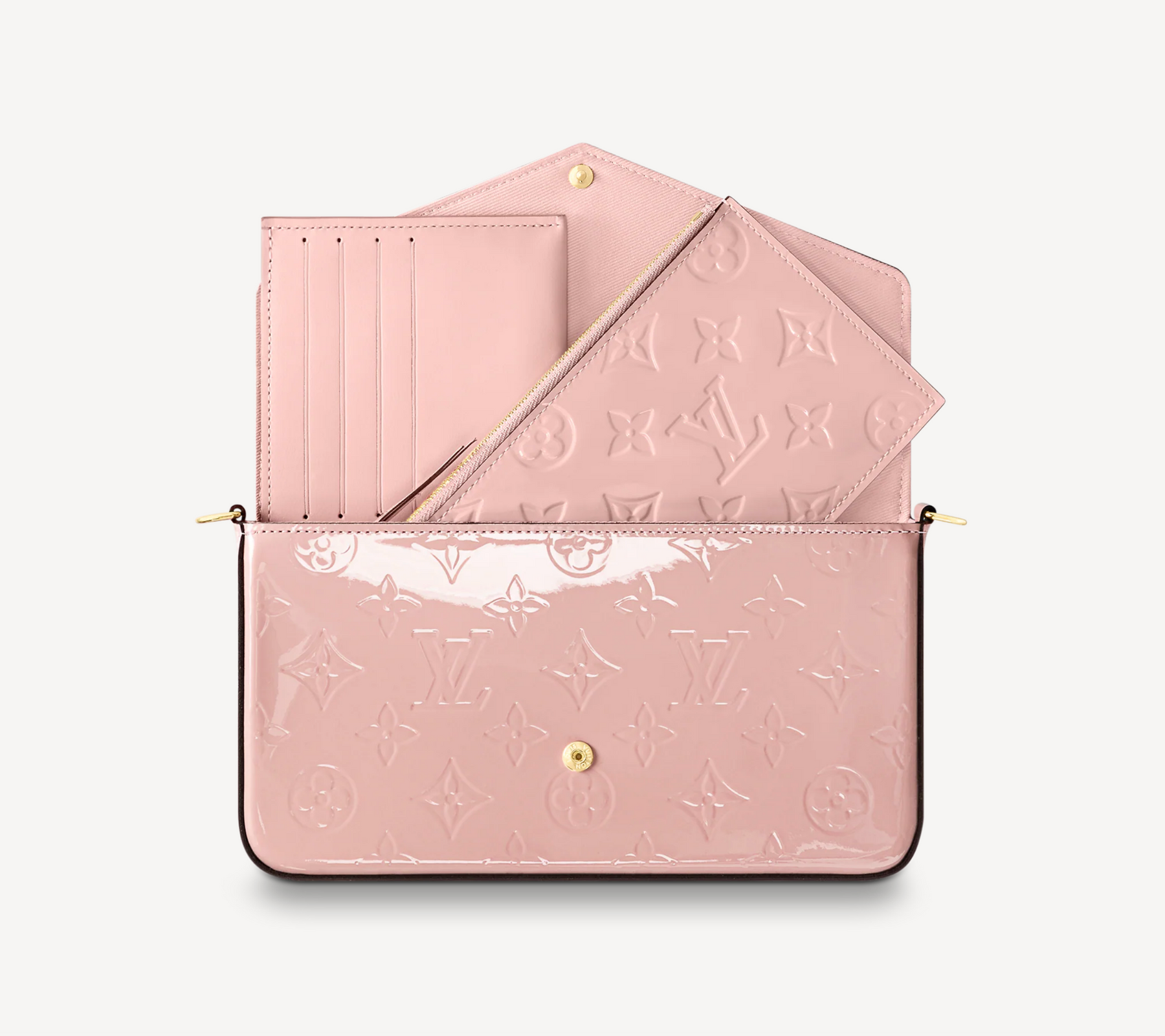 Louis Vuitton Pochette Félicie In Rose Ballerine Monogram Vernis SOLD