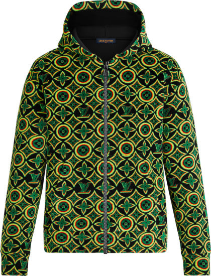 Louis Vuitton Embroidered Zip Through Hoodie Multicolor