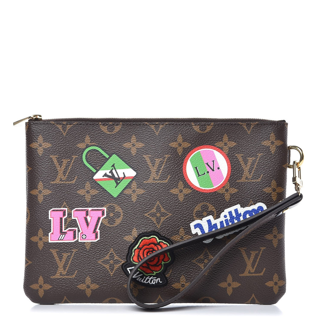 Louis Vuitton ロゴ入りポーチ LOUIS VUITTON LIMITED EDITION MONOGRAM PATCH CITY WRISTLET