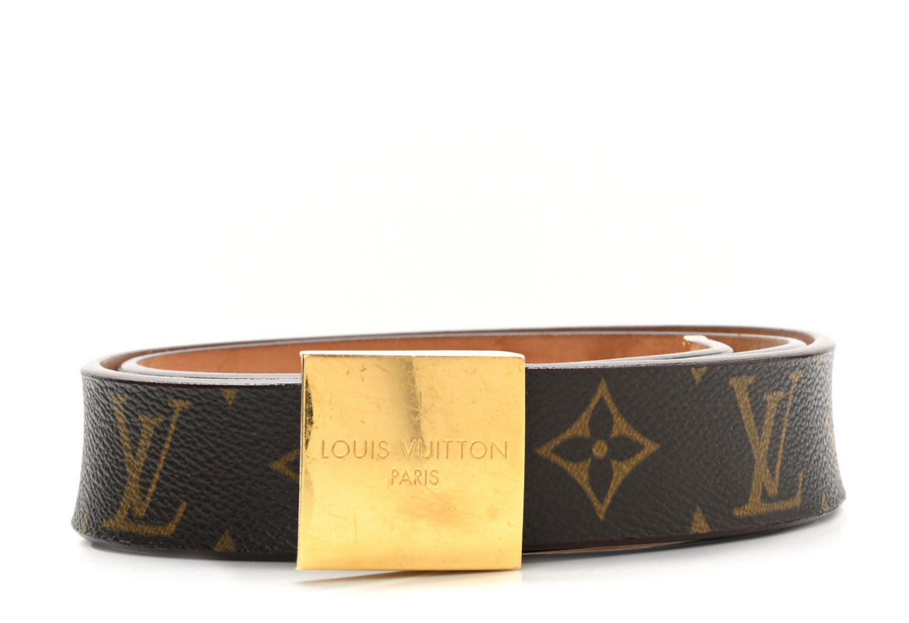Authentic Louis Vuitton Orange Leather Ceinture Carre Adjustable Buckle Belt,  in 2023