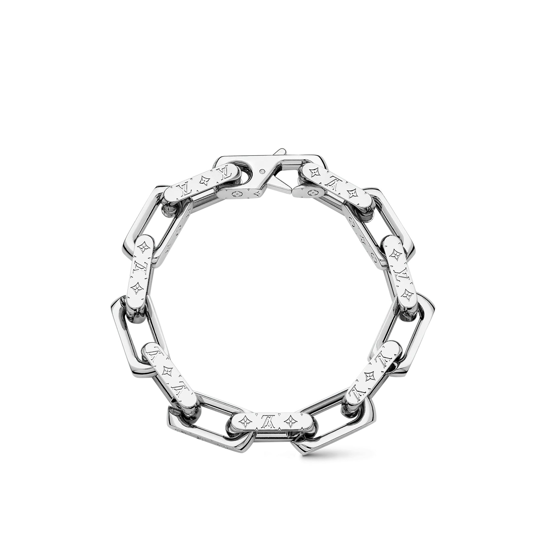 RARE Louis Vuitton Monogram White Porcelain Chain Link Bracelet