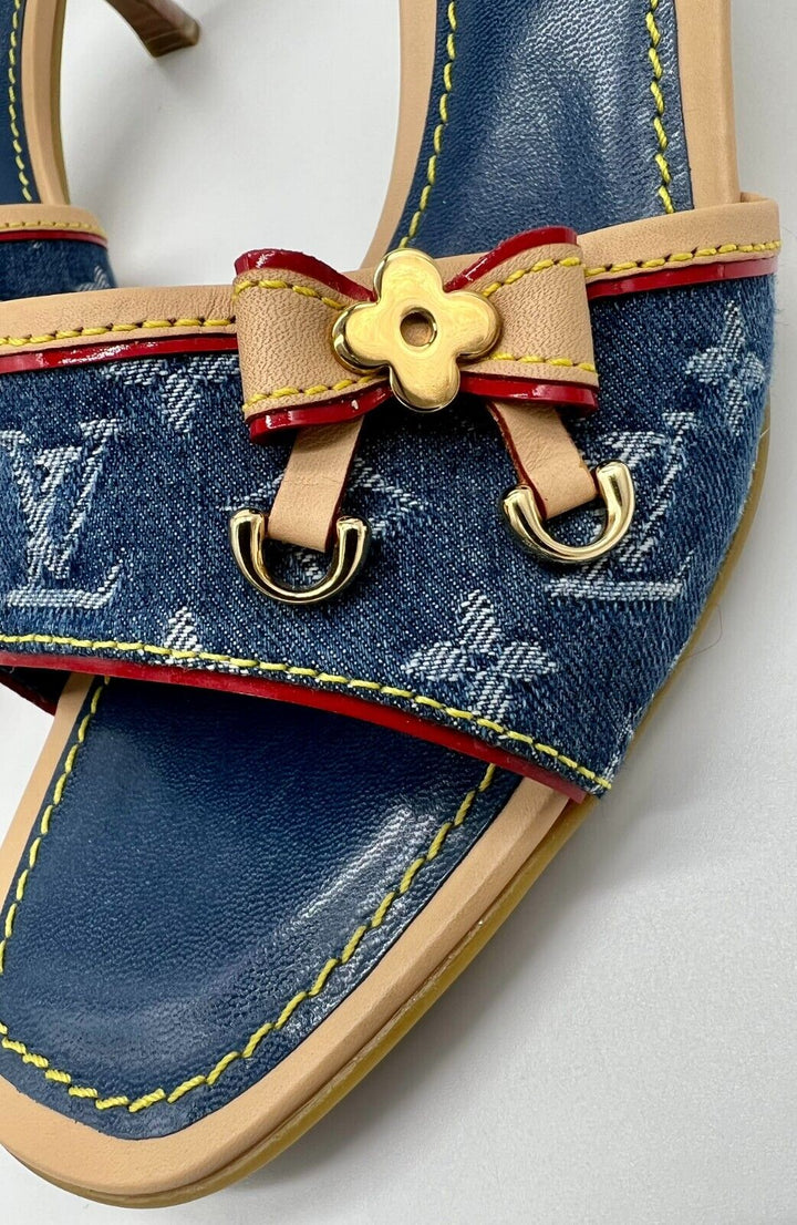 LOUIS VUITTON MONOGRAM DENIM INDIGO MULES
