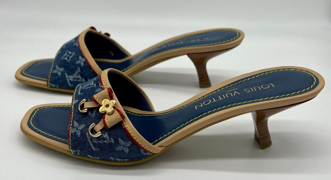 LOUIS VUITTON MONOGRAM DENIM INDIGO MULES
