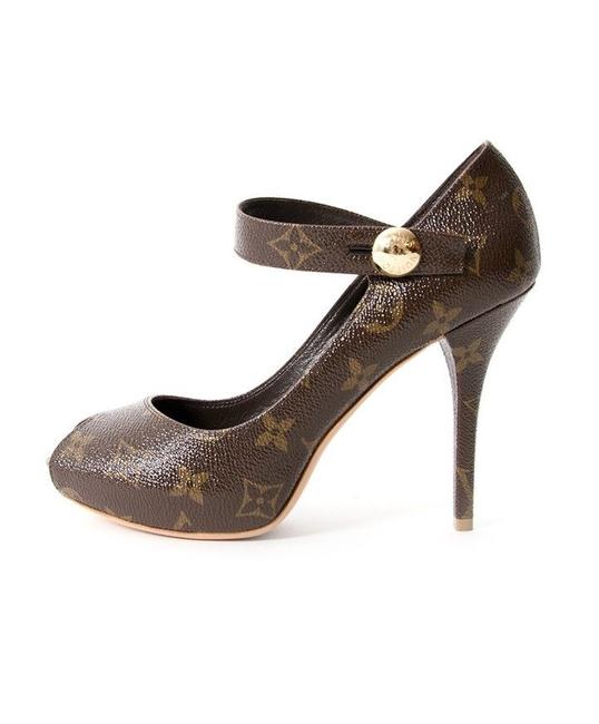 LOUIS VUITTON MONOGRAM RITUAL MARY JANE PEEP TOE PUMPS