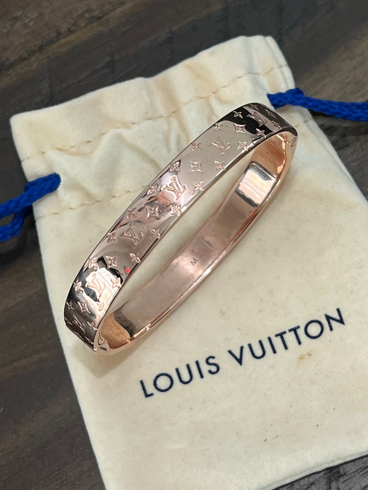 LOUIS VUITTON ROSE GOLD PLATED NANOGRAM CUFF BRACELET