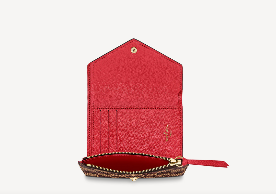 LOUIS VUITTON Damier Ebene Victorine Wallet Red