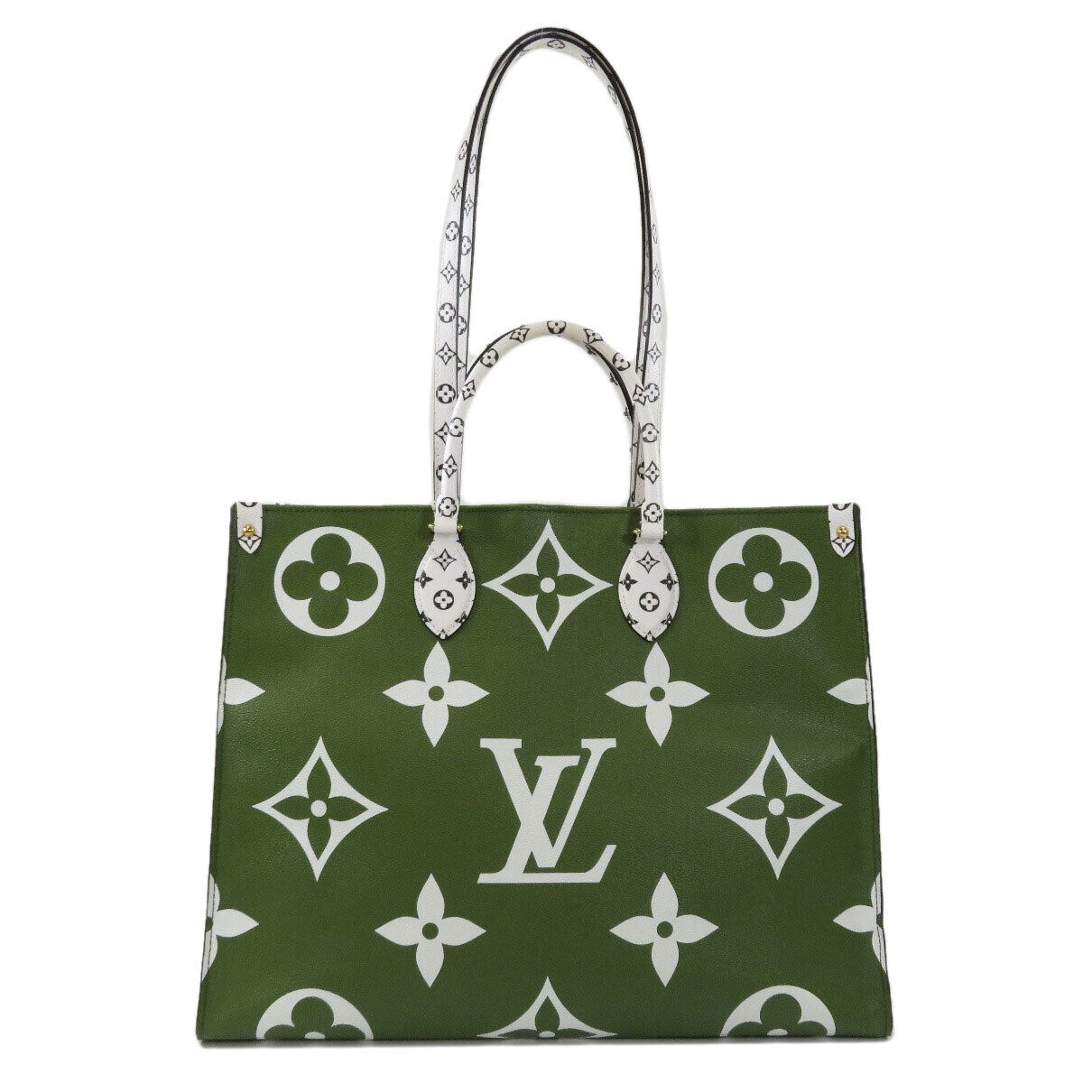 Louis Vuitton Onthego Monogram Giant Khaki Green/White in Coated