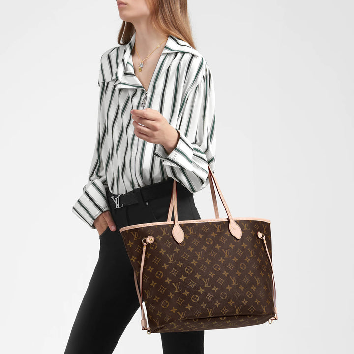 LOUIS VUITTON MONOGRAM NEVERFULL MM TOTE BAG-PIVOINE PINK