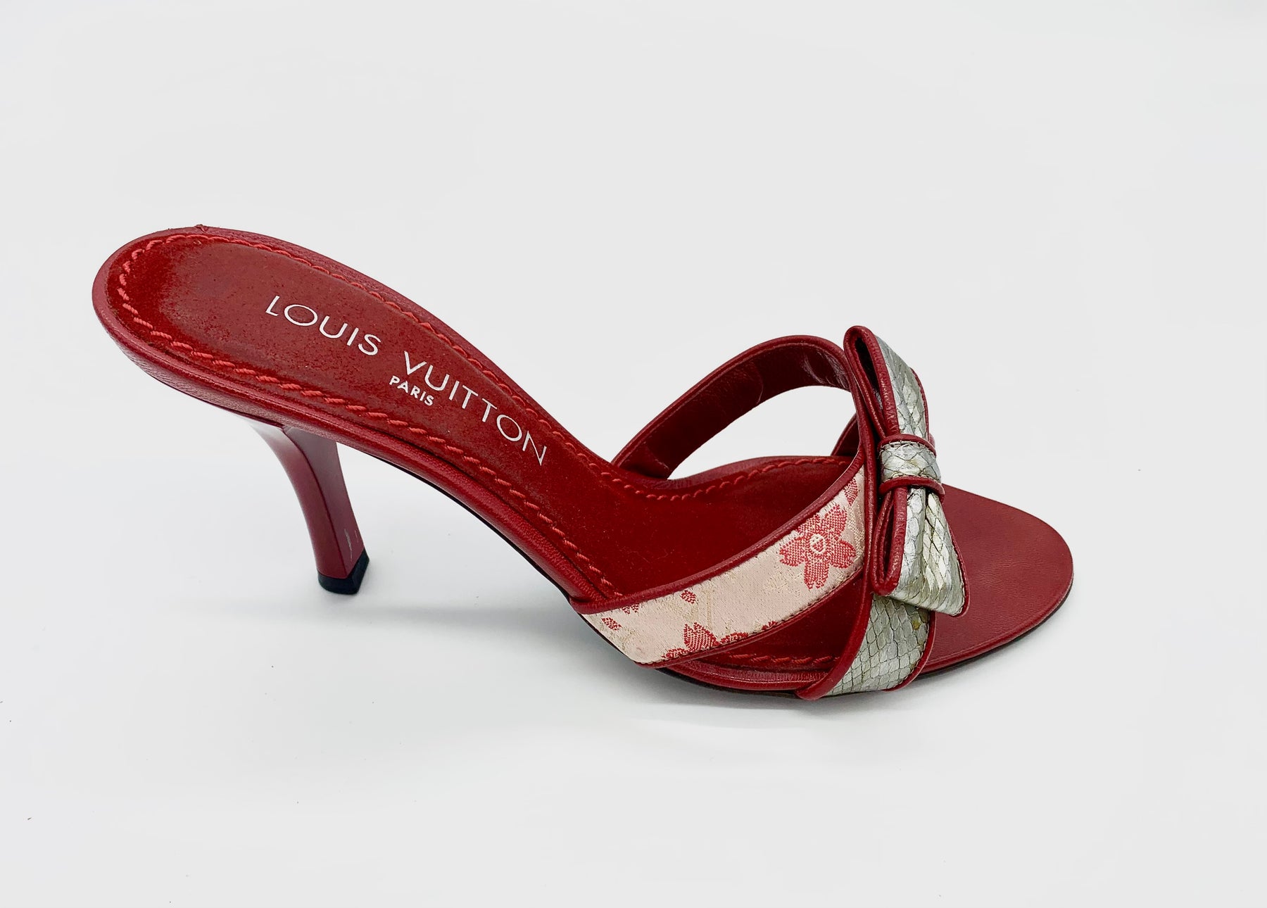 Louis Vuitton, Shoes, Louis Vuitton Satin Cherry Blossom Peeptoe Heels