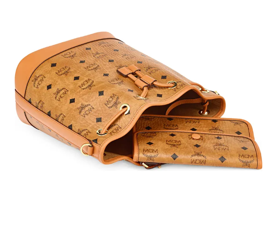 MCM DESSAU DRAWSTRING BAG &amp; POUCH VISETOS COGNAC