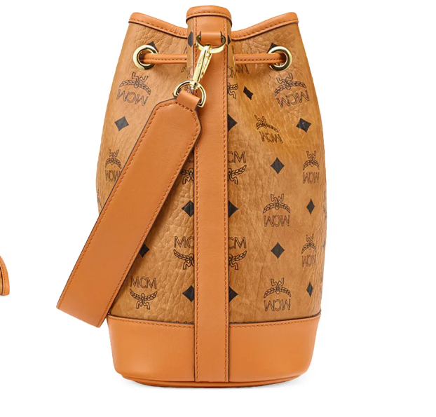 MCM DESSAU DRAWSTRING BAG &amp; POUCH VISETOS COGNAC