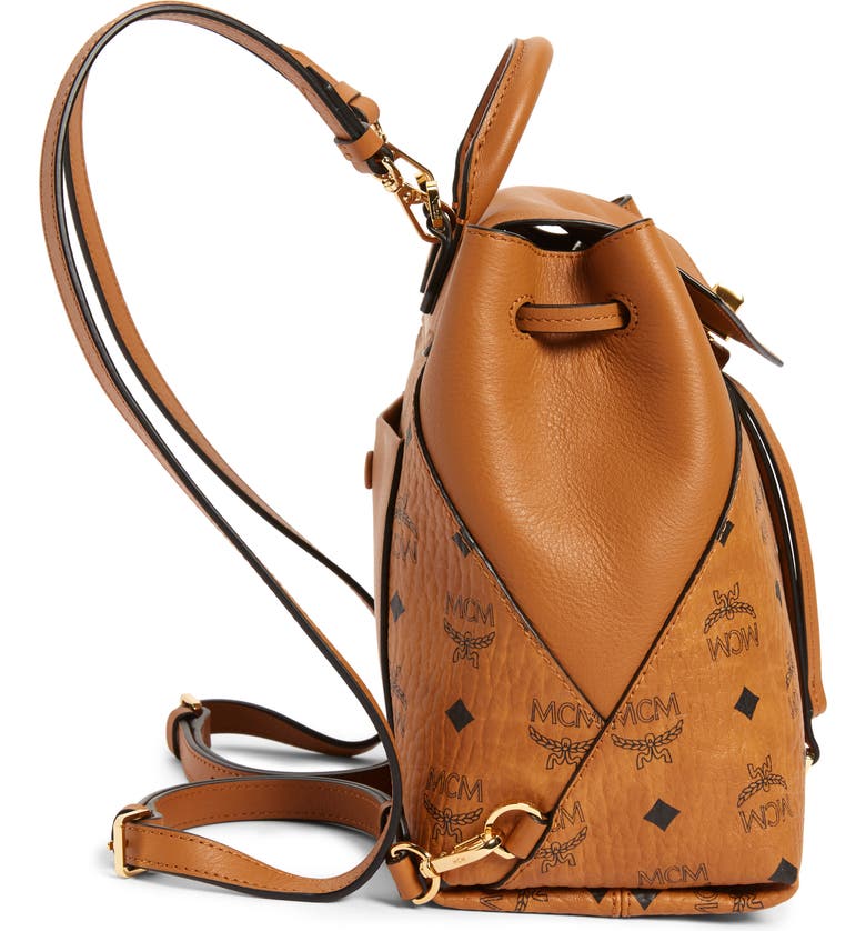 essential mini crossbody backpack in visetos MCM Visetos Small Essential Backpack Cognac – Caroline's Fashion Luxuries