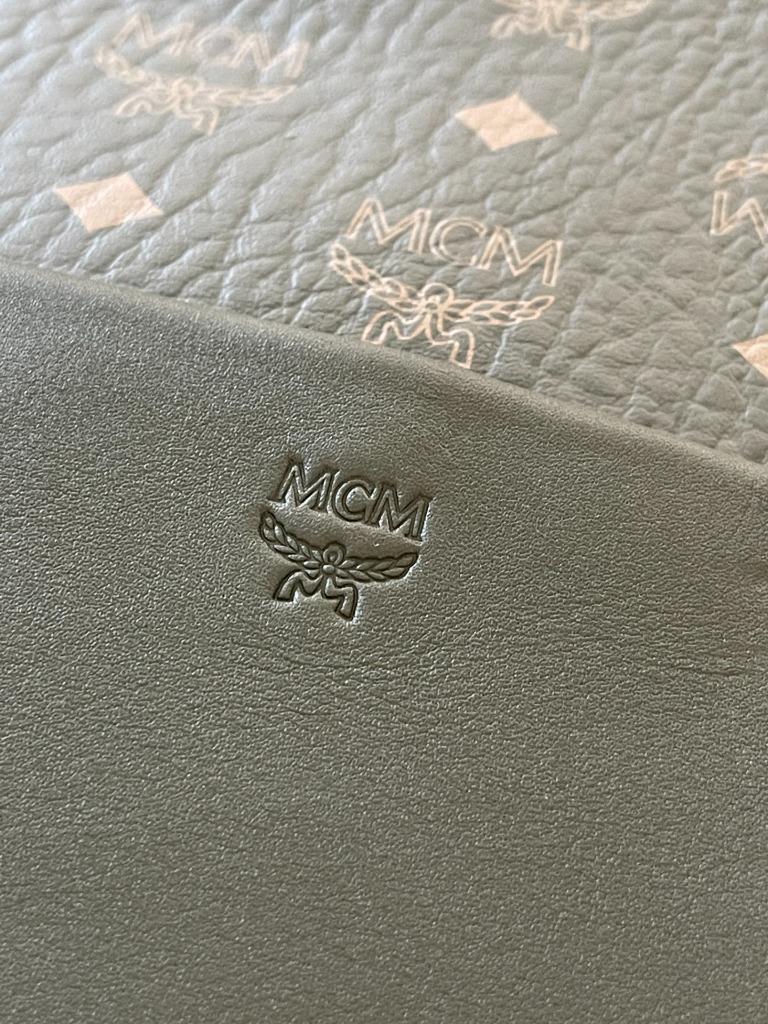 MCM Aren Vi Leather Mix Monogram Sea Turtle Green Hobo Bag – The