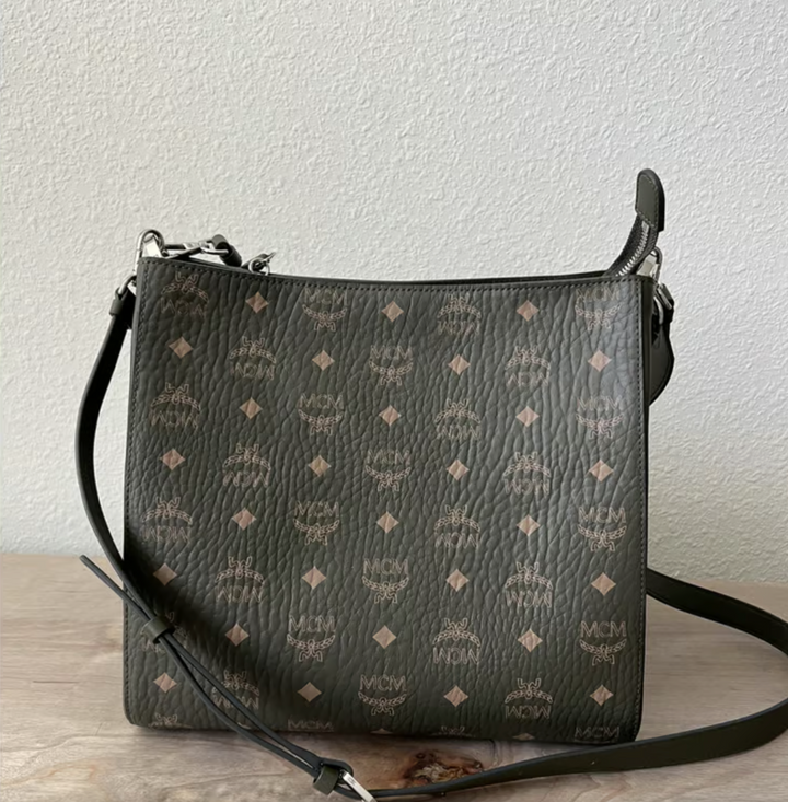 MCM VISETOS MONOGRAM HOBO BAG SEA TURTLE GREEN