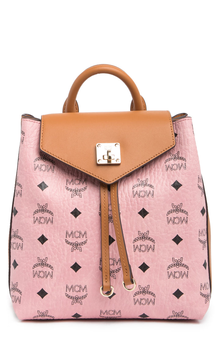 MCM MFO Colorblock Leather Backpack In Soft Pink