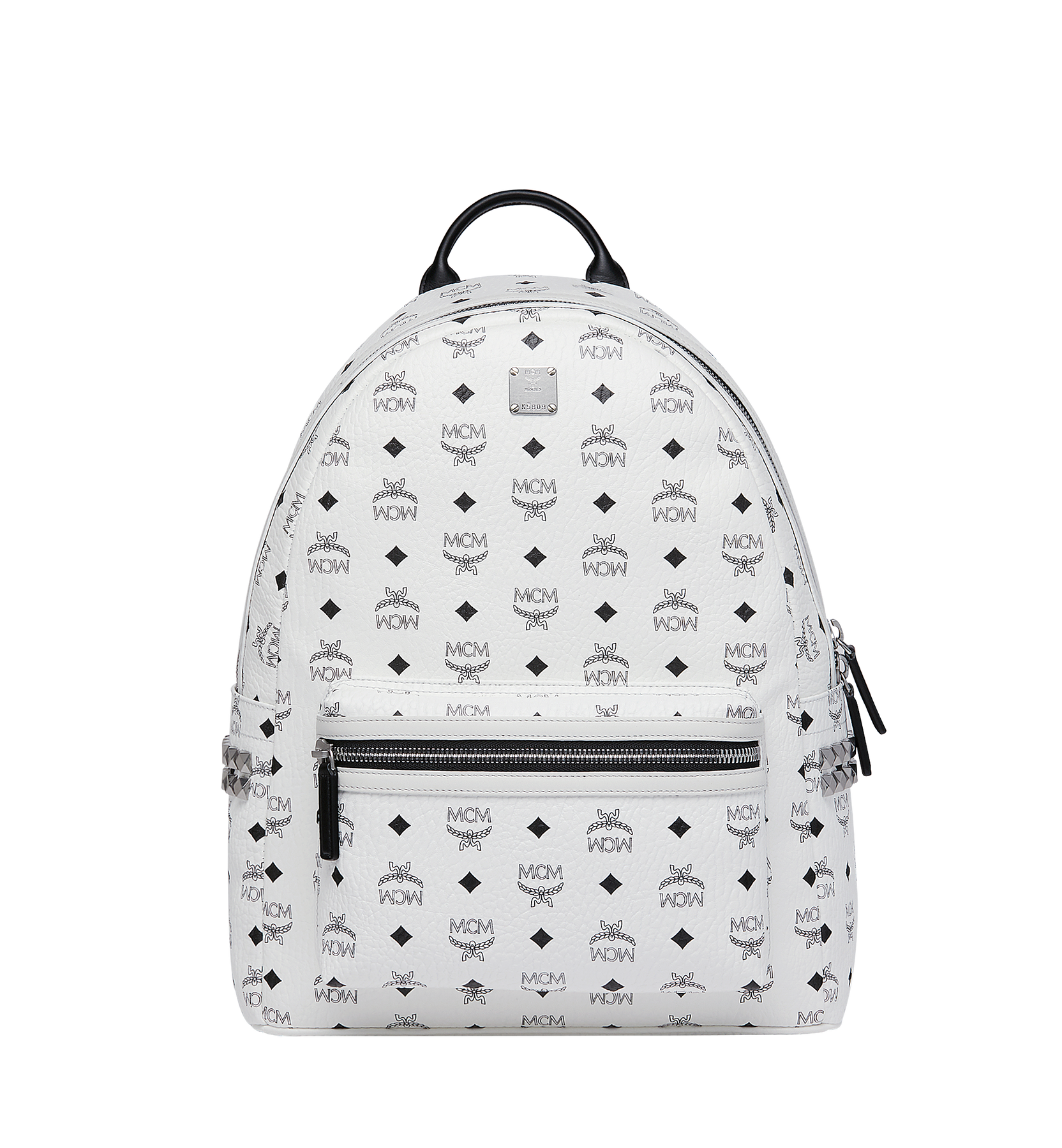 MCM Stark Backpack Visetos Side Studs Phantom Grey in Coated Canvas with  Silver-tone - US