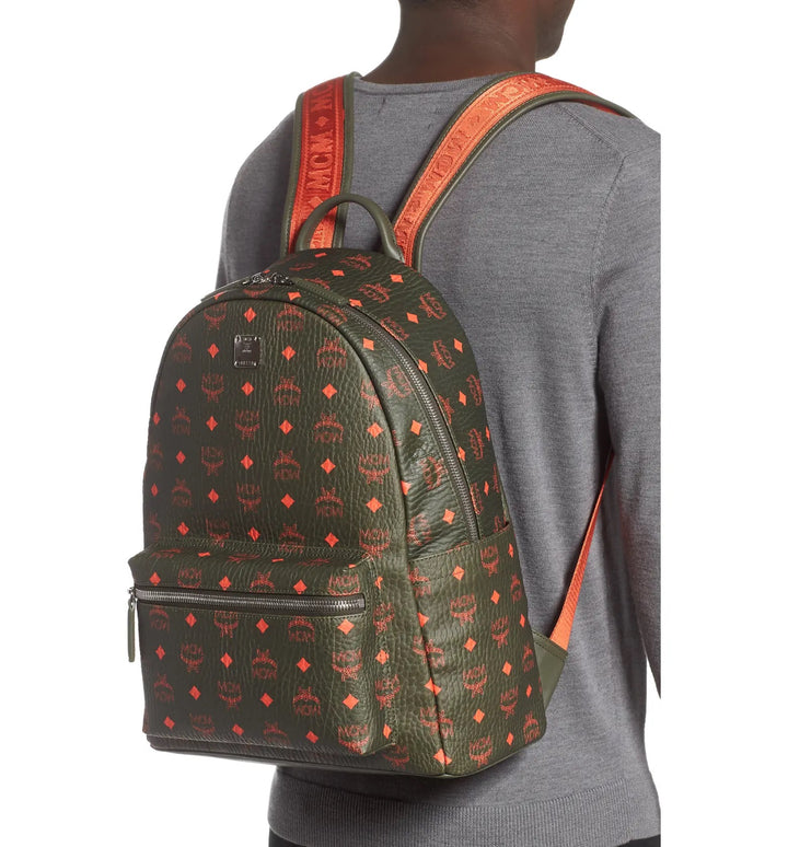 MCM STARK MONOGRAM BACKPACK IN WINTER MOSS