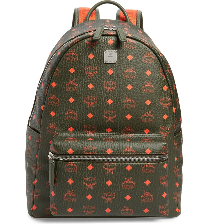 MCM STARK MONOGRAM BACKPACK IN WINTER MOSS